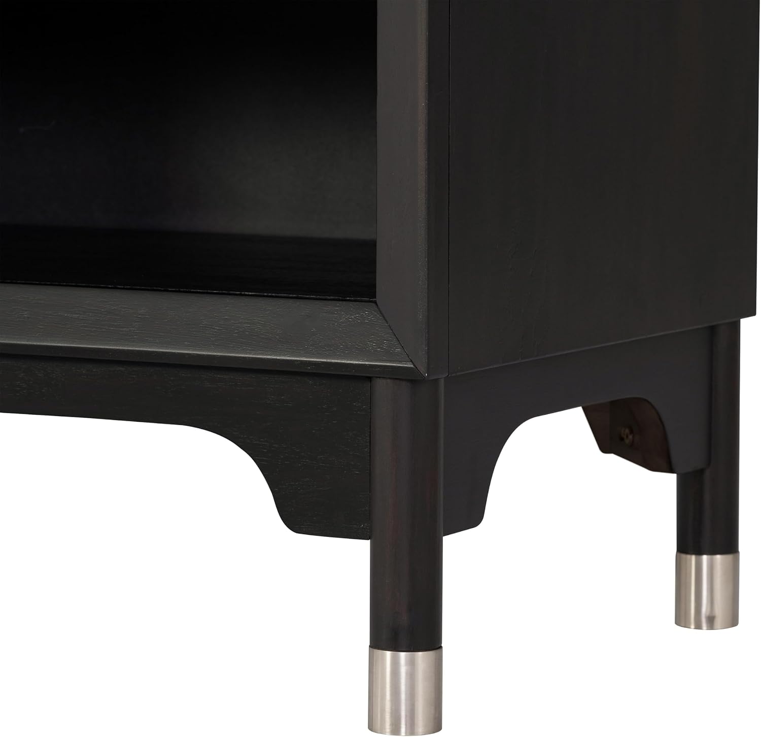 Furniture of America Forma Modern Solid Wood 3-Piece Bedroom Set with Storage Bed with LED Reading Lights, Ball-Bearing Glide, USB Charging Ports on Nightstands, No Box Spring Needed, King, Black