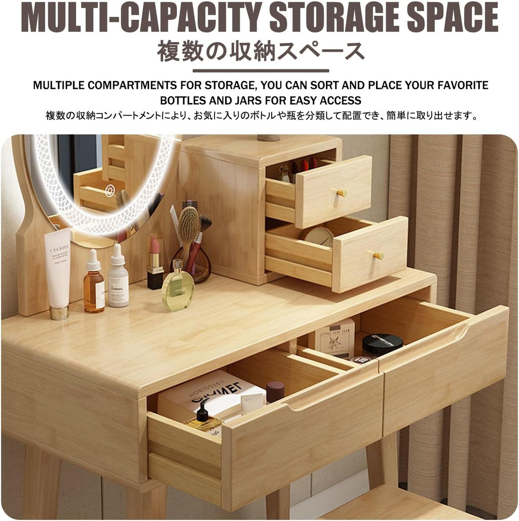 Makeup Desk，Dressing Table Set，Cabinets Vanity Table for Storing Items，with Mirror and Drawers Vanity Table Makeup Desk，Convient Pour La Chambre Et Le Salon.(Wood,Ordinary_80CM)