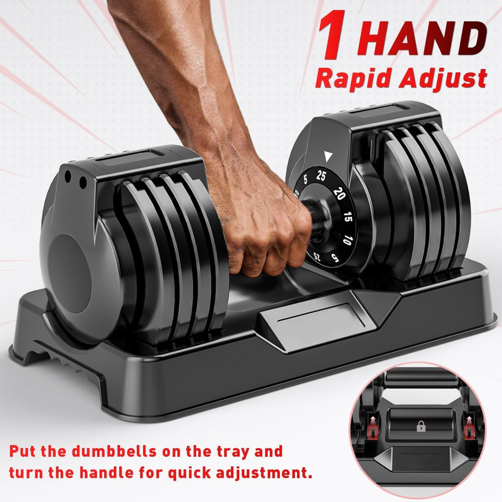 Adjustable Dumbbell Set of 2, 110lbs/50lbs Free Weights Dumbbell Set, 5-in-1/10-in-1 Quick-Lock Hand Weights, 25lbs/55lbs Pair with Anti-Slip Texture Handle, Weight Set For Home Gym Suit both Men and Women