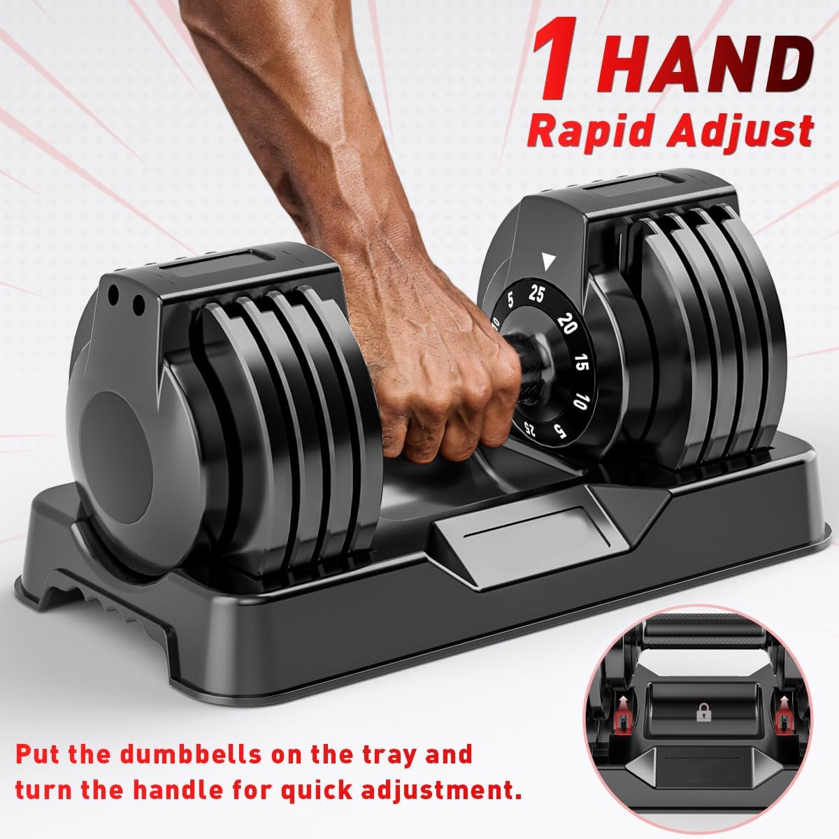 Adjustable Dumbbell Set of 2, 110lbs/50lbs Free Weights Dumbbell Set, 5-in-1/10-in-1 Quick-Lock Hand Weights, 25lbs/55lbs Pair with Anti-Slip Texture Handle, Weight Set For Home Gym Suit both Men and Women