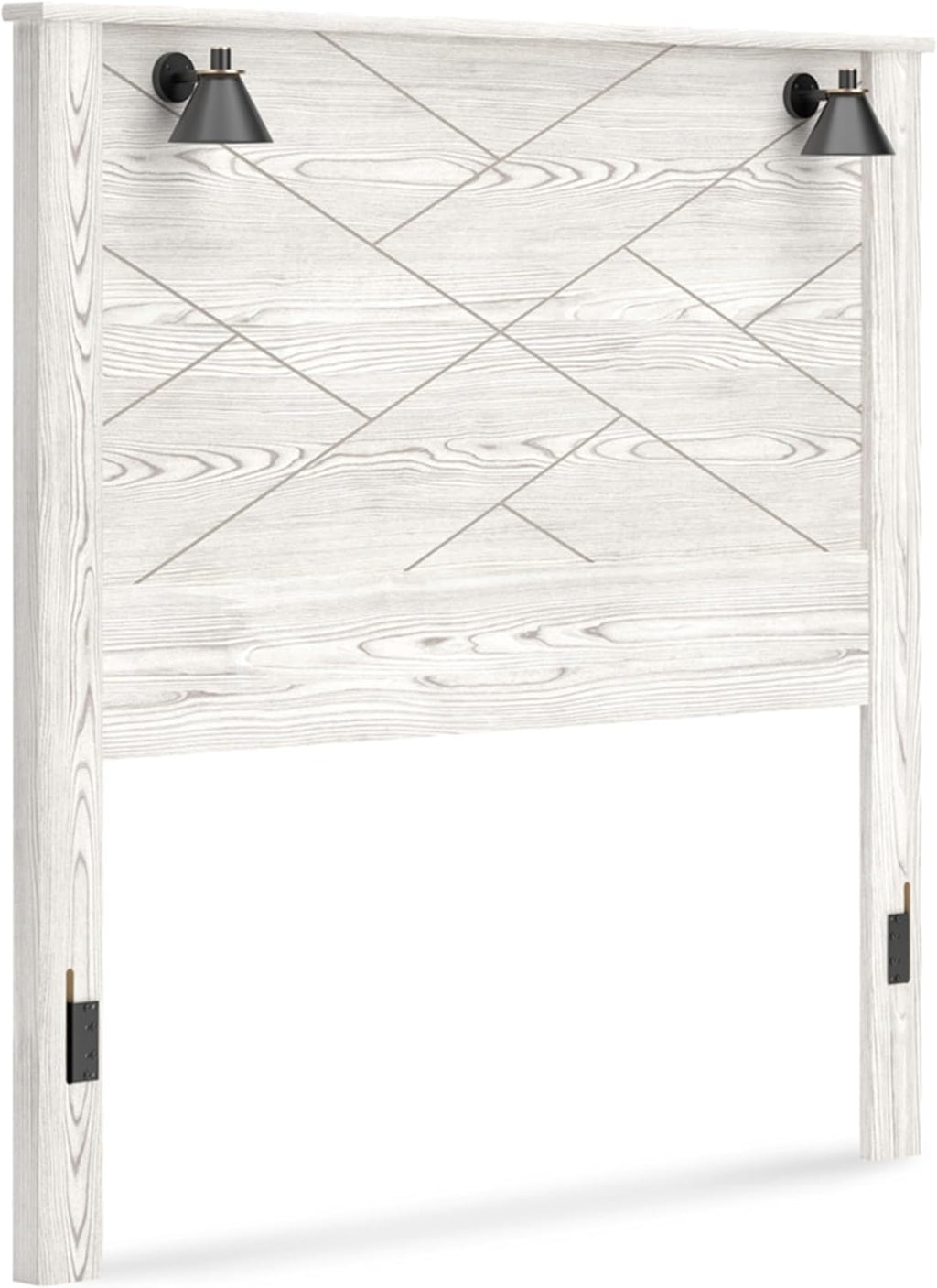 Signature Design by Ashley Gerridan Casual Rustic Two-Tone Headboard with Sconce Lights ONLY, Queen, Whitewash