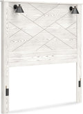 Signature Design by Ashley Gerridan Casual Rustic Two-Tone Headboard with Sconce Lights ONLY, Queen, Whitewash