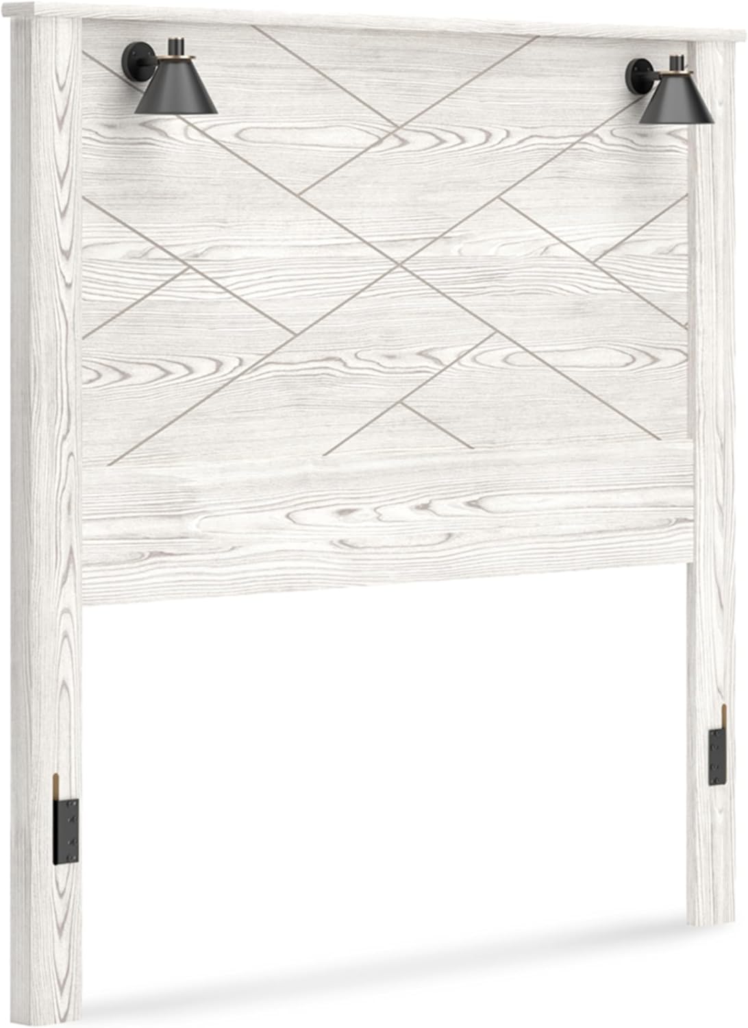 Signature Design by Ashley Gerridan Casual Rustic Two-Tone Headboard with Sconce Lights ONLY, Queen, Whitewash