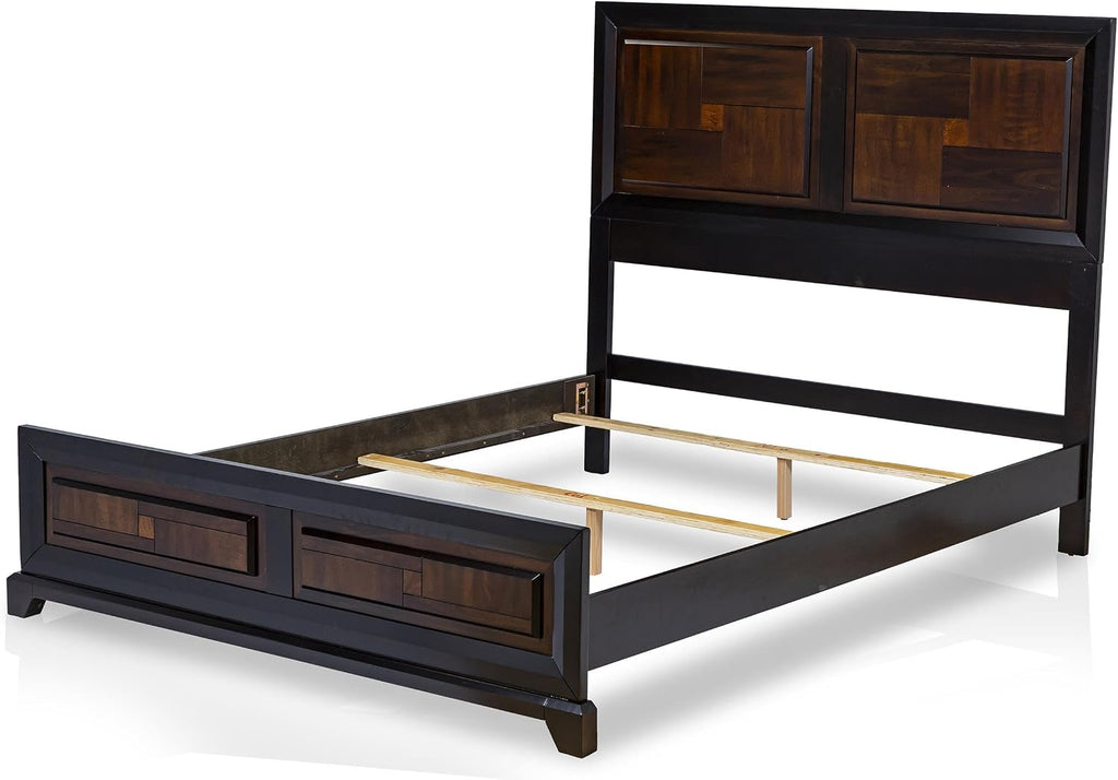 Furniture of America FOA Delia 2pc Walnut Transitional Wood Panel Bedroom Set - King + Nightstand
