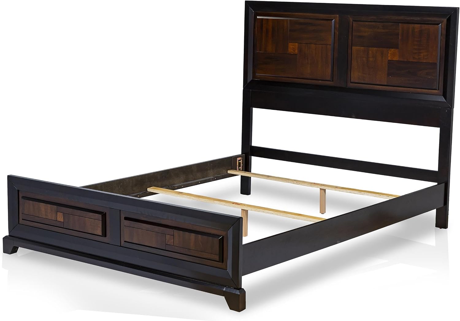 Furniture of America FOA Delia 2pc Walnut Transitional Wood Panel Bedroom Set - King + Nightstand
