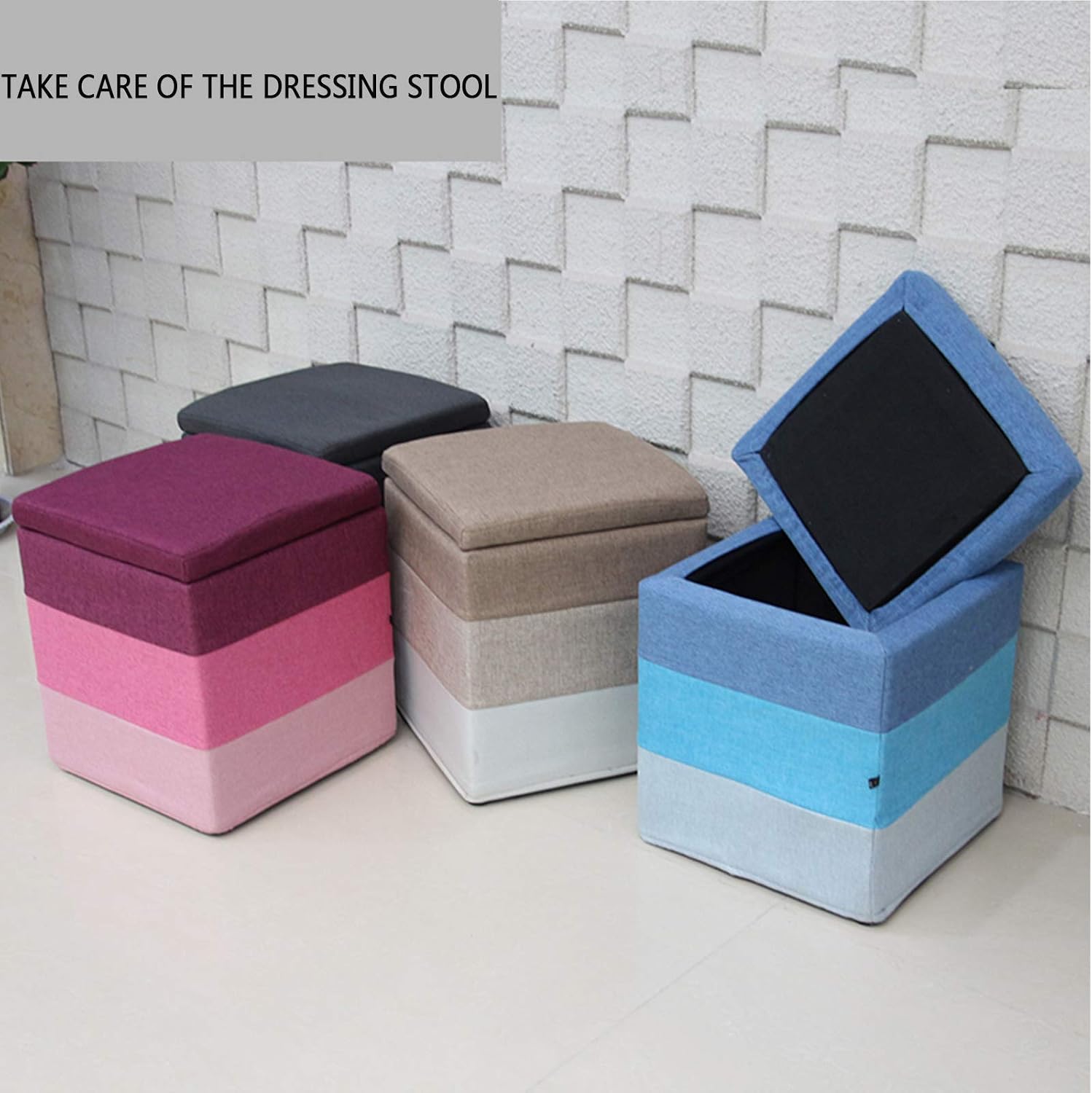 BTZHY Vanity Chair,Square Makeup Dressing Stool,can Receive Upholstered Footstool,Shoe Bench Vanity Stool Piano Seat n Functional Stool Sofa Stool