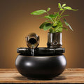 Ceramic Small Tabletop Fountain, Outdoor Feng Shui Zen Water Fountain, Cycle Waterfall Fountain Eagle-Beak Water Outlet Design for Table Desk Office Patio, 6.69'(A)