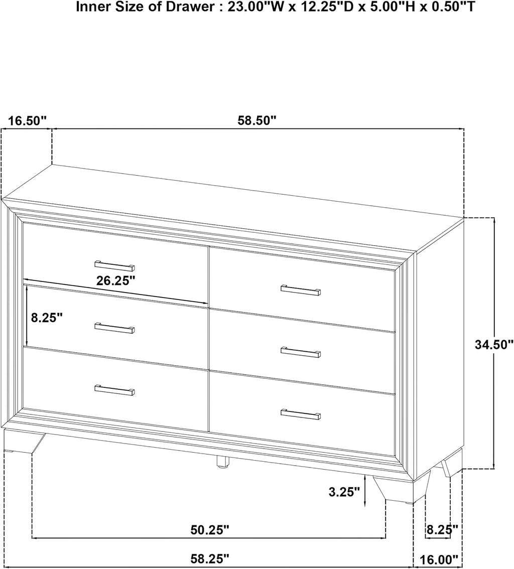 Coaster Home Furnishings Wright Transitional 4-Piece Bedroom Set Fabric Upholstered Eastern King Size Panel Bed Frame 52-inch Headboard Brown Oak 223341KE-S4