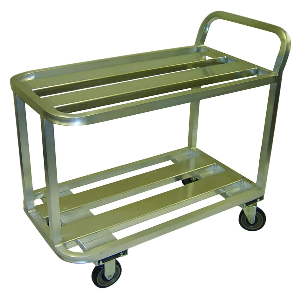 ALUC-2-2036-36H Stocking Utility Cart, 2 Shelves, Open Base, 20' x 42' Shelf Size, Push Handle, All Welded Aluminum Construction, 1,200 lbs., for Commercial Use, NSF