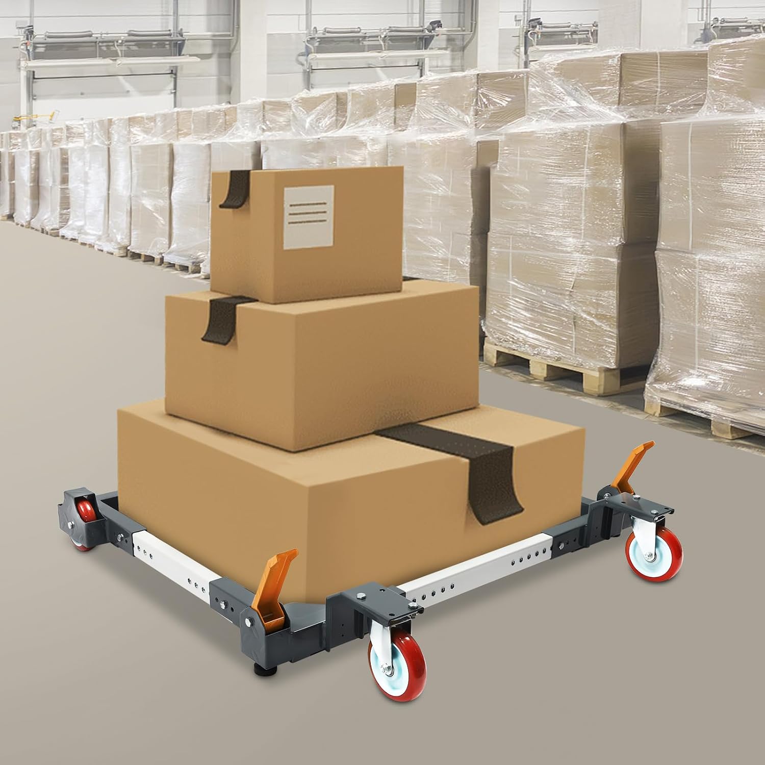 Universal Mobile Base, 1500Lbs Load Capacity Adjustable Mobile Base for Small Mechanical Equipment (5'Castors-2 Fixed Casters)