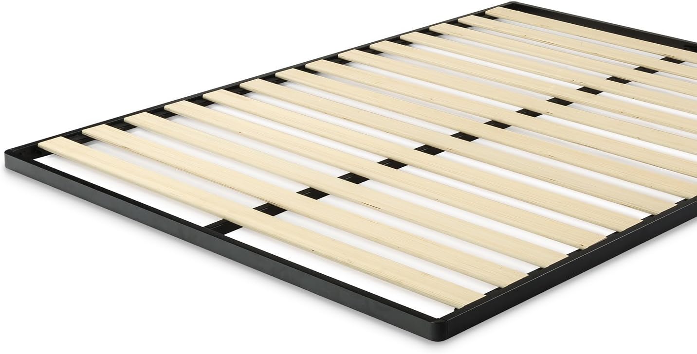 Zinus Deepak Easy Assembly Wood Slat 1.6 Inch Bunkie Board / Bed Slat Replacement, King & ZINUS Compack Metal Bed Frame / 7 Inch Support Bed Frame for Box Spring and Mattress Set, Black, King