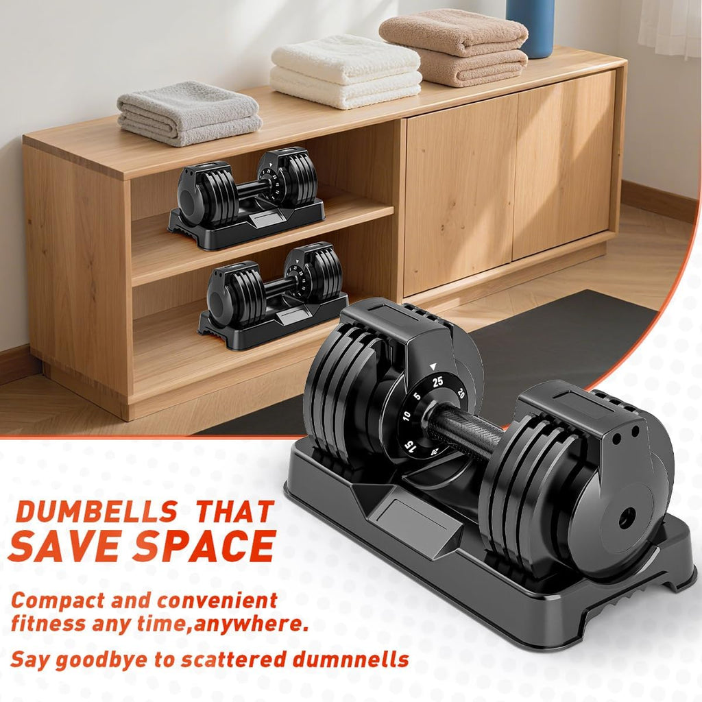 Adjustable Dumbbell Set of 2, 110lbs/50lbs Free Weights Dumbbell Set, 5-in-1/10-in-1 Quick-Lock Hand Weights, 25lbs/55lbs Pair with Anti-Slip Texture Handle, Weight Set For Home Gym Suit both Men and Women