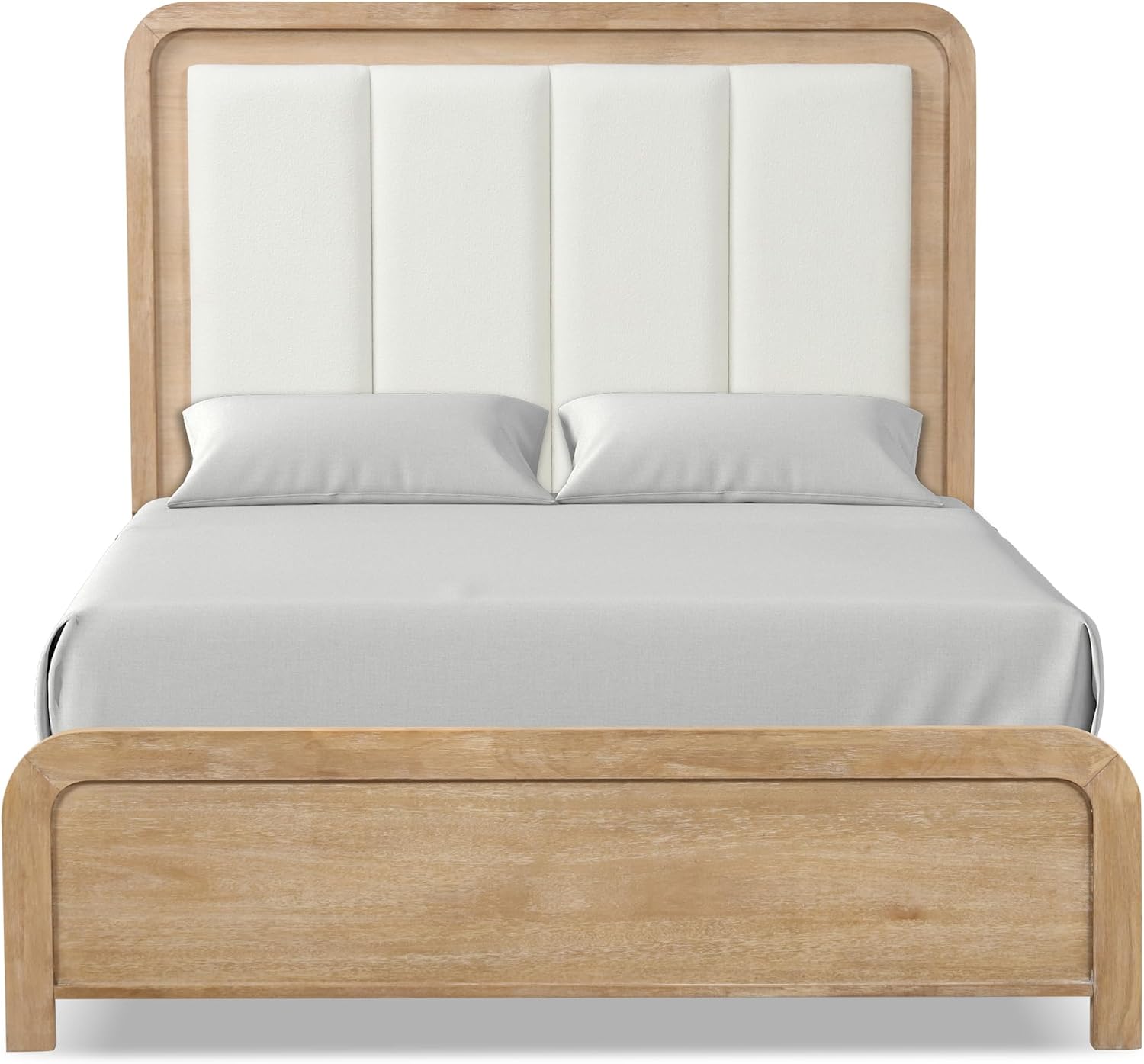 Furniture of America Verena Boho Solid Wood 3-Piece Queen Panel Bedroom Set with Channel Padded Headboard, Metal Side Glide and Finger Pulls, Box Spring Needed, Natural