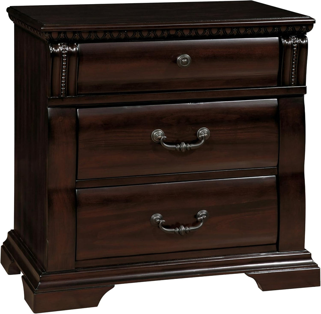 Furniture of America FOA Oulette 2-Piece Cherry Solid Wood Bedroom Set - King + Nightstand