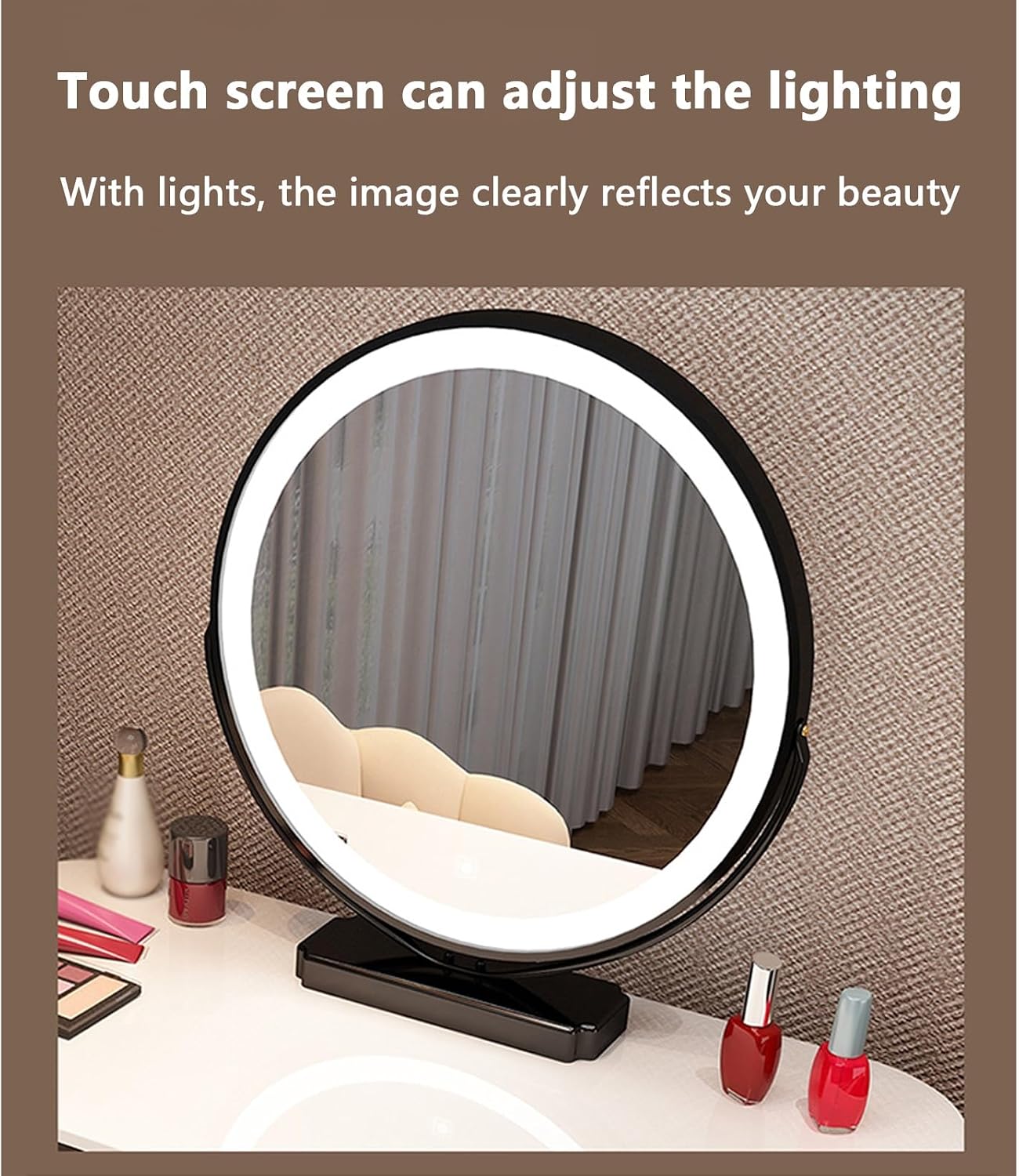 Vanity with Mirror Vanity Desk with Mirror Vanity Desk with Mirror and Lights Widened Storage Large Storage Capacity Curved Corners compartmentalized Storage Suitable for,A-60 * 40 * 76 cm