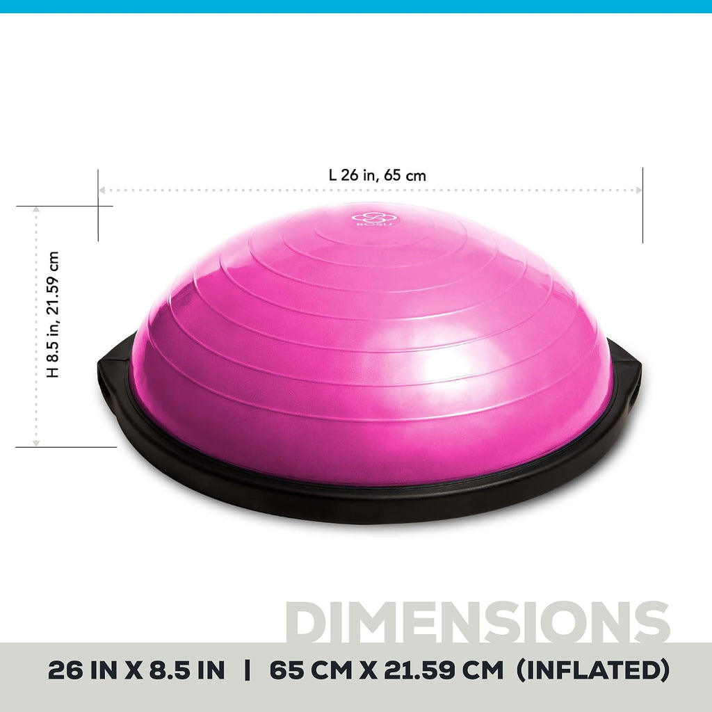 Bosu Balance Ball Exercise Trainer, Home Gym Equipment w/Guided Workouts & Pump, 26' Inflatable Fitness Platform for Strength Training, Standing, Balancing, and Core Workout