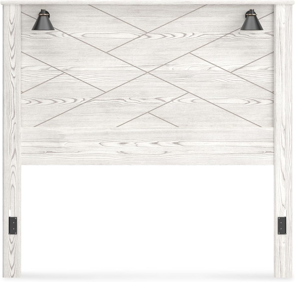 Signature Design by Ashley Gerridan Casual Rustic Two-Tone Headboard with Sconce Lights ONLY, Queen, Whitewash