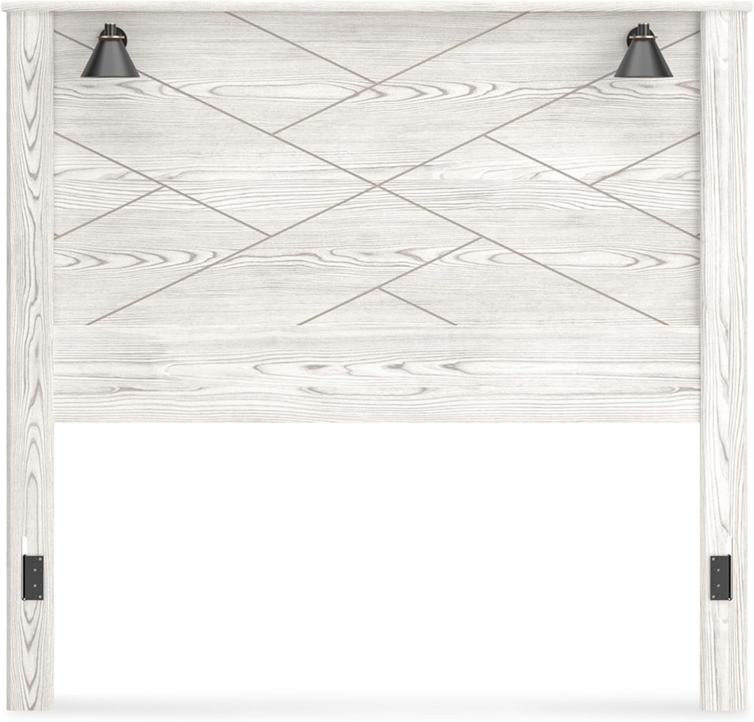 Signature Design by Ashley Gerridan Casual Rustic Two-Tone Headboard with Sconce Lights ONLY, Queen, Whitewash