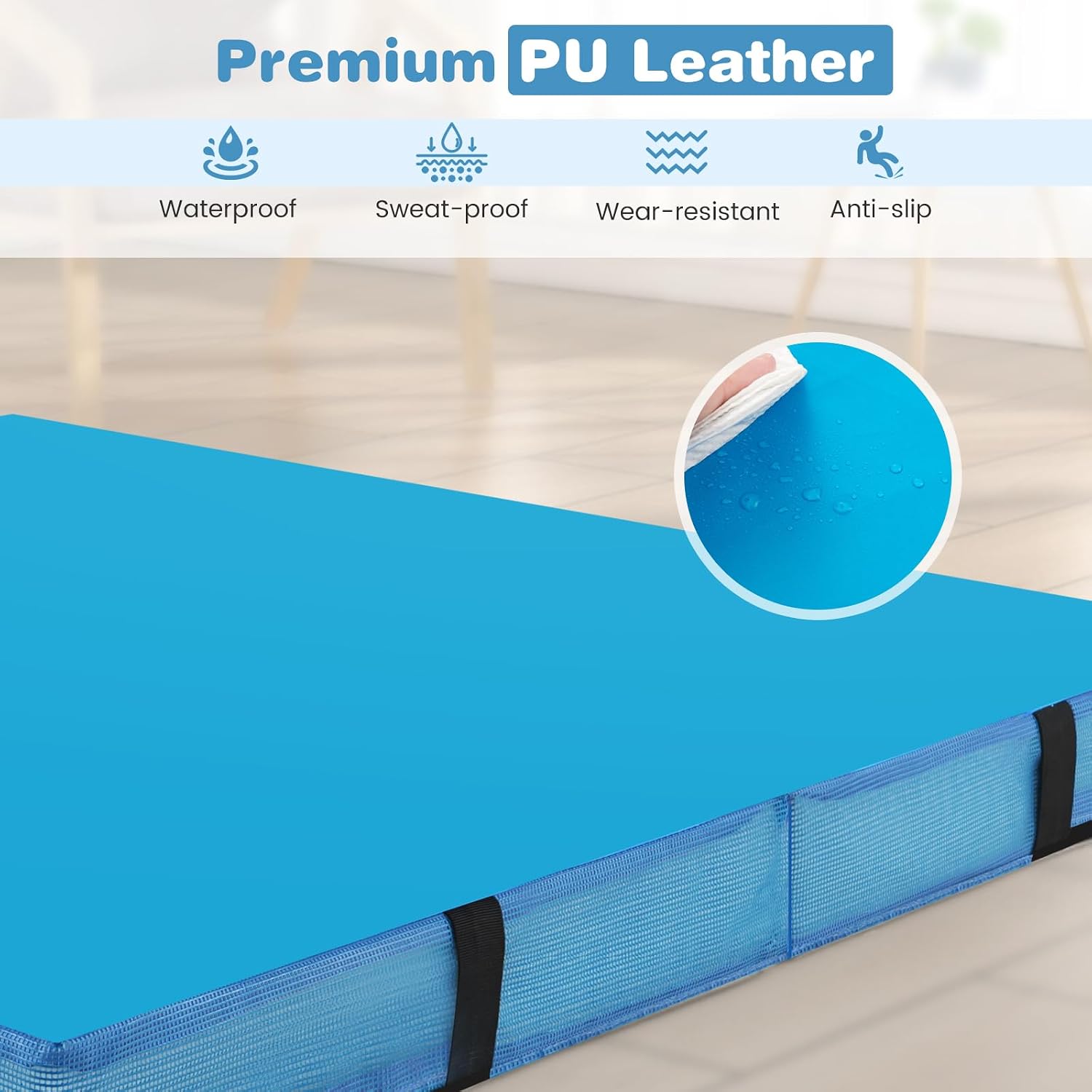 Goplus 4' Thick Folding Gymnastic Mat, Thickened Bi-Fold Fitness Mat with Carrying Handles & PU Leather Cover, Home Gym Tumbling Mat for Stretching, Pilates, Aerobics Workouts