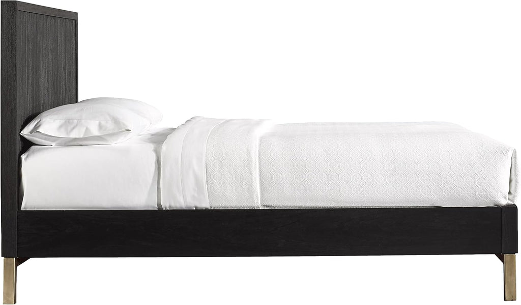 Modus Furniture Solid Wood Platform Bed, King, Kentfield - Black Drifted Oak