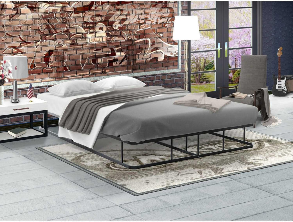 EAST WEST FURNITURE - DHFBBLK - Dothan Full Bedframe with Magnificent Design Headboard and Footboard - Modern Metal Frame in Powder Coating Black