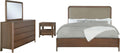 Coaster Home Furnishings Maderia Transitional 4-Piece Bedroom Set Fabric Upholstered Eastern King Size Panel Bed Frame 57-inch Headboard Walnut 223321KE-S4