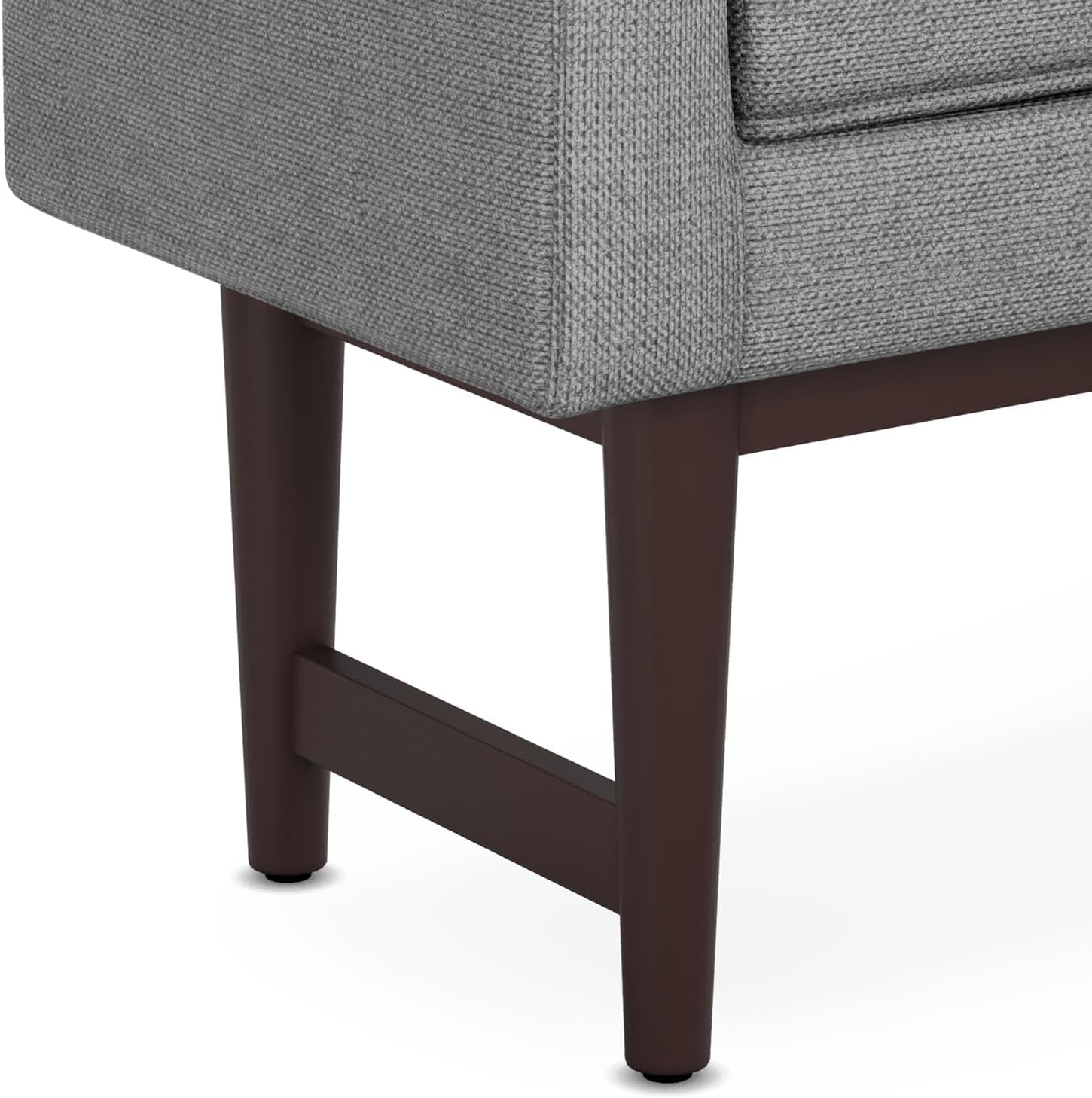 SIMPLIHOME Scott Small Ottoman Bench - 29 inch Wide Upholstered Linen Fabric Rectangle Ottoman in Pewter Grey, Contemporary Bench for Bedroom or Living Room with Raised Sides and Cushioned Seat