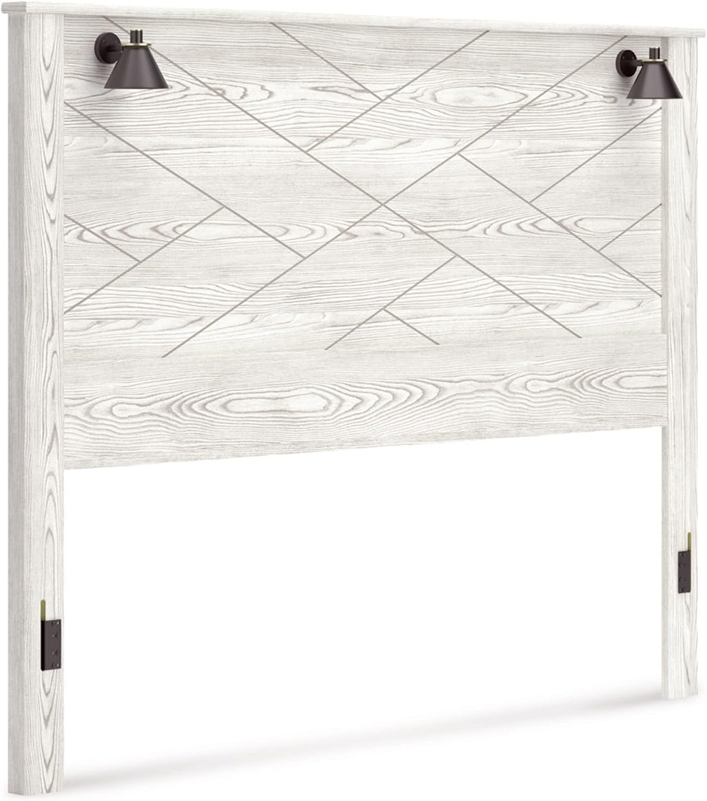 Signature Design by Ashley Gerridan Coastal Panel Headboard with Decorative Sconce Lights ONLY, King, White
