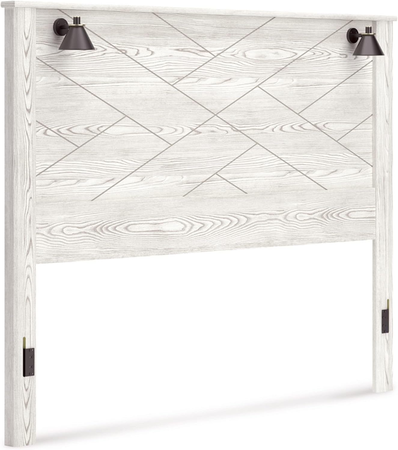 Signature Design by Ashley Gerridan Coastal Panel Headboard with Decorative Sconce Lights ONLY, King, White