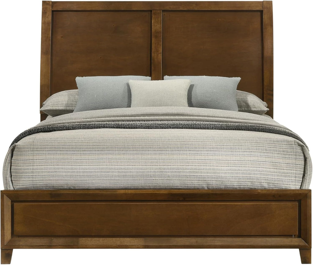 New Classic Furniture Ballard 4-Piece Wood Queen Bedroom Set with Nightstand, Walnut Brown