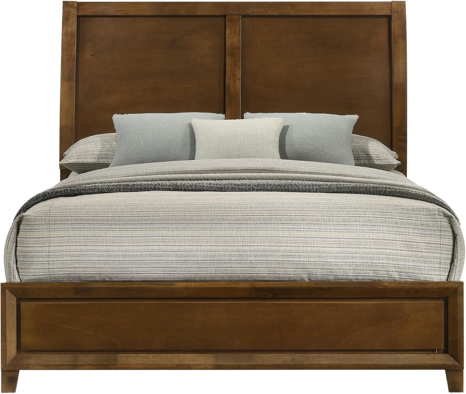 New Classic Furniture Ballard 4-Piece Wood Queen Bedroom Set with Nightstand, Walnut Brown