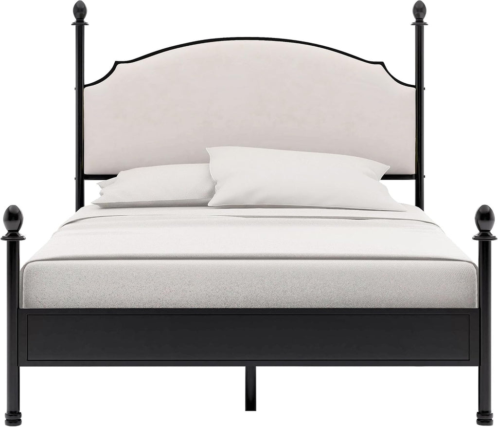 Furniture of America Freila Metal King Poster Panel Bed in Silver Gun Metal