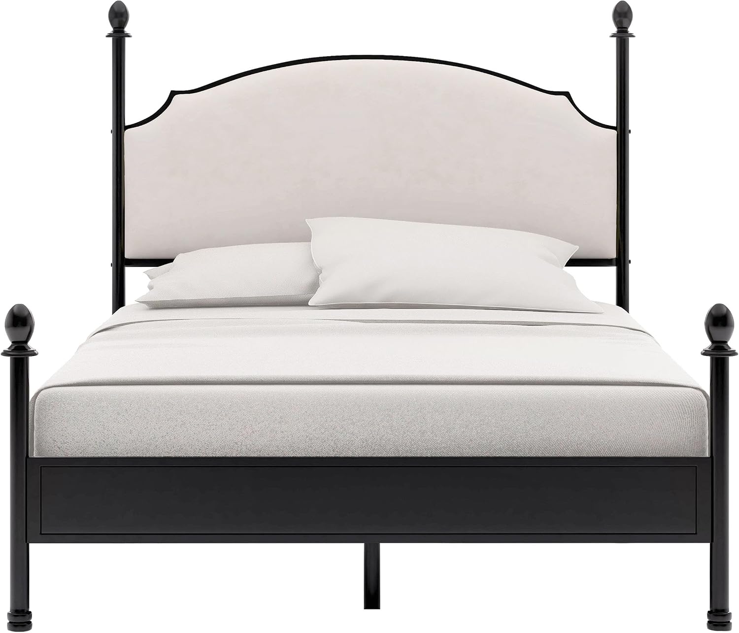 Furniture of America Freila Metal King Poster Panel Bed in Silver Gun Metal
