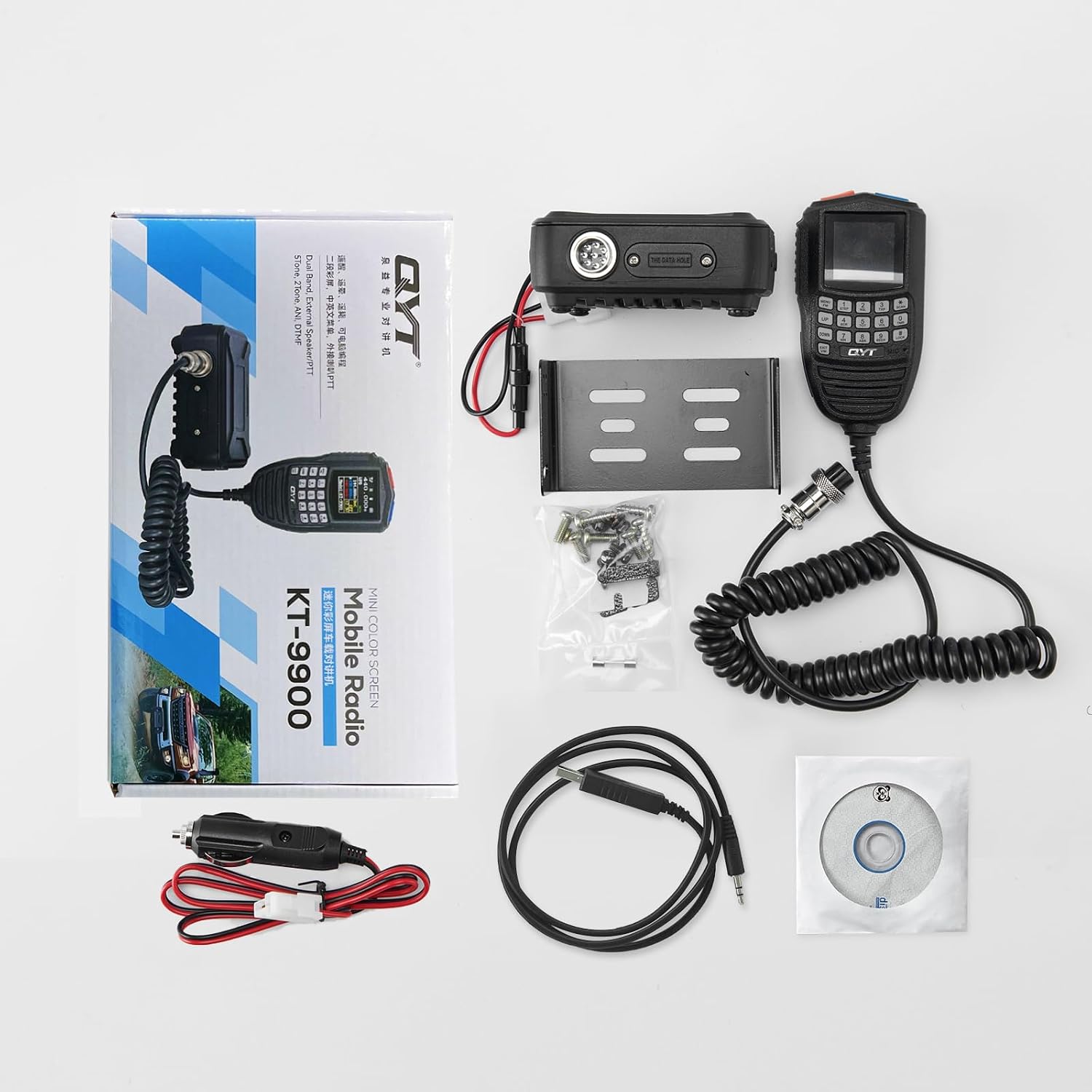 QYT KT-9900 Mobile Ham Radio - 25 Watts Two Way Radio,UHF VHF Dual Band Car Ham Radio Base Radio with Programming Cable - Exteral Speaker/PTT - for Off-Road Drilling,Ranches,Overlanding