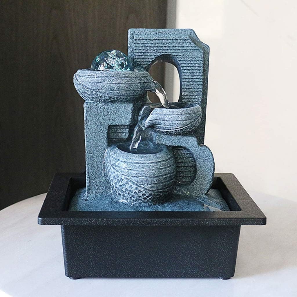 Small Indoor Water Fountain Water Features Outdoor Tabletop Fountain Small Indoor Leisure Fountain Tabletop Decorative Fountain 10.2 Inch High Bowl Indoor