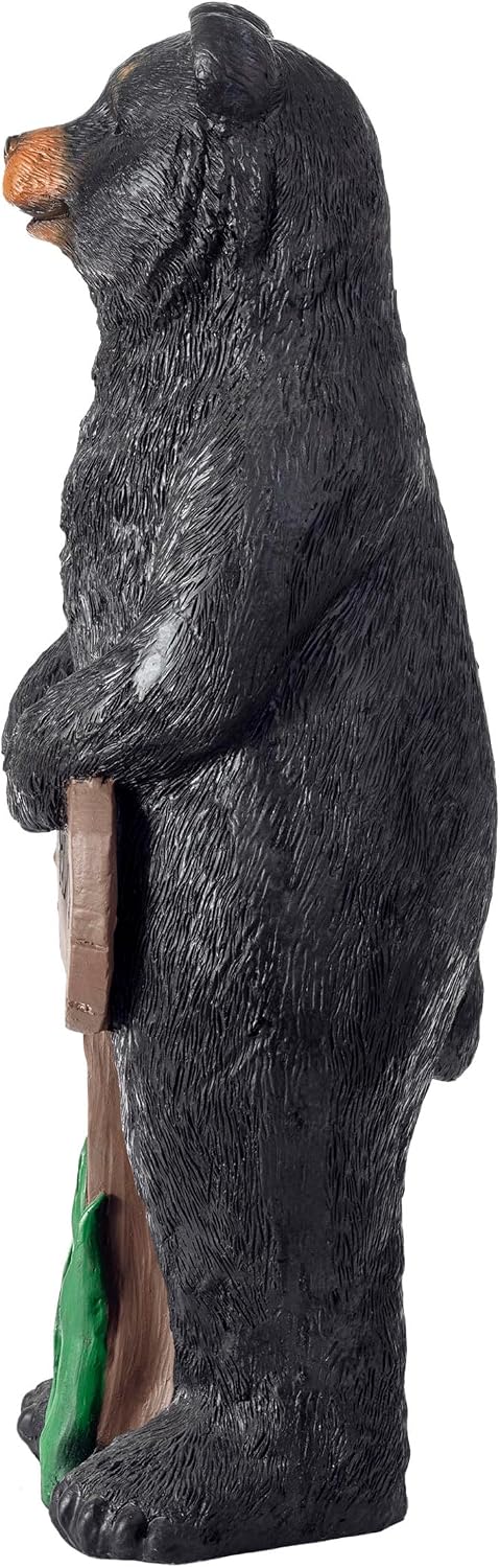 Alpine Corporation 36' Tall Outdoor Standing Black Bear with Welcome Sign Yard Statue Decoration