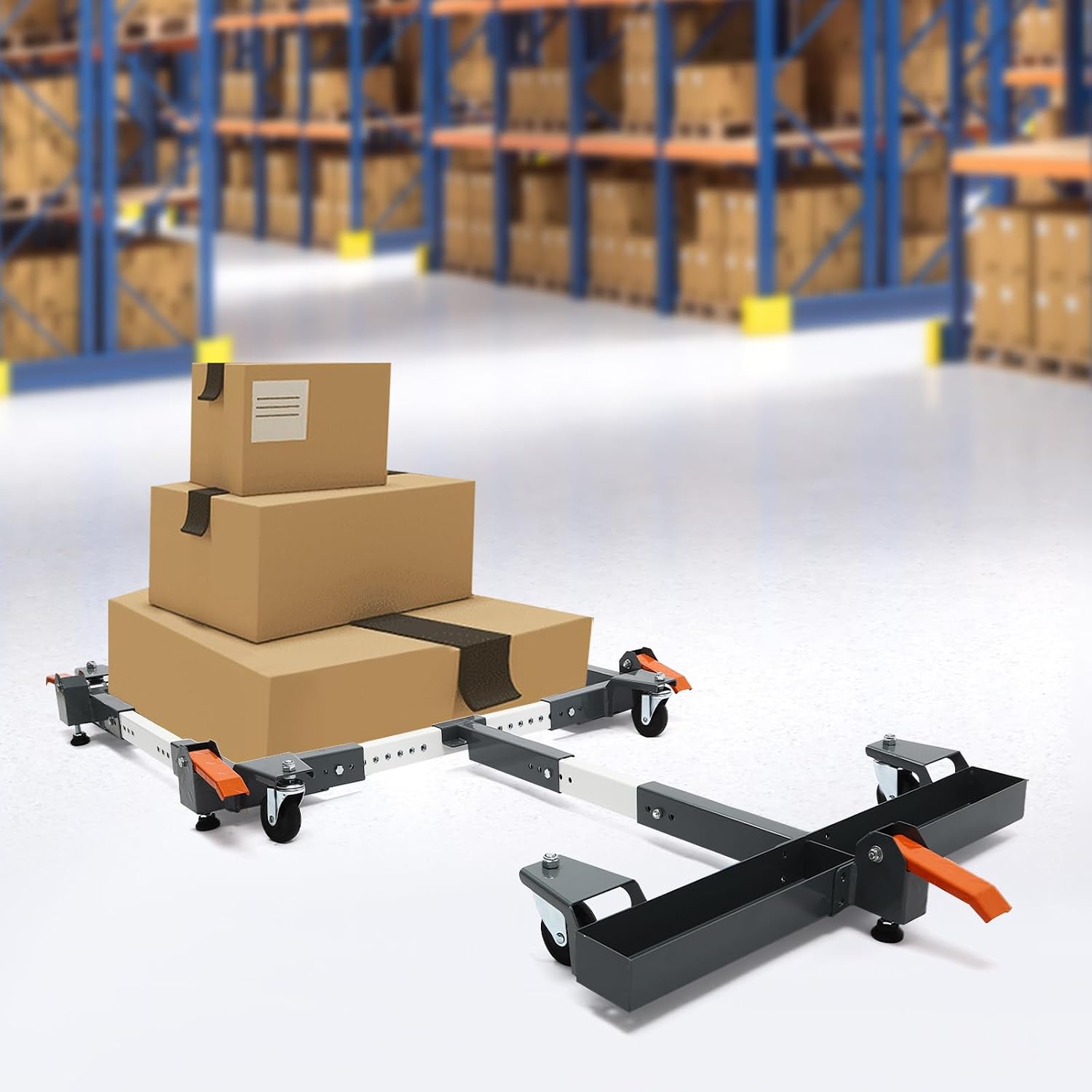 600 lb Mobile Wheel Base with Adjustable Frame & T Extension, Universal Rolling Mobile Base with Foot Brake, Heavy Duty Mobile Base to Move Larger Tools and Machines Mobile