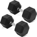 Fitvids Hex Dumbbells Rubber Coated Hand Weights for Exercises and Fitness Home Gym, 5-50 LB Pair