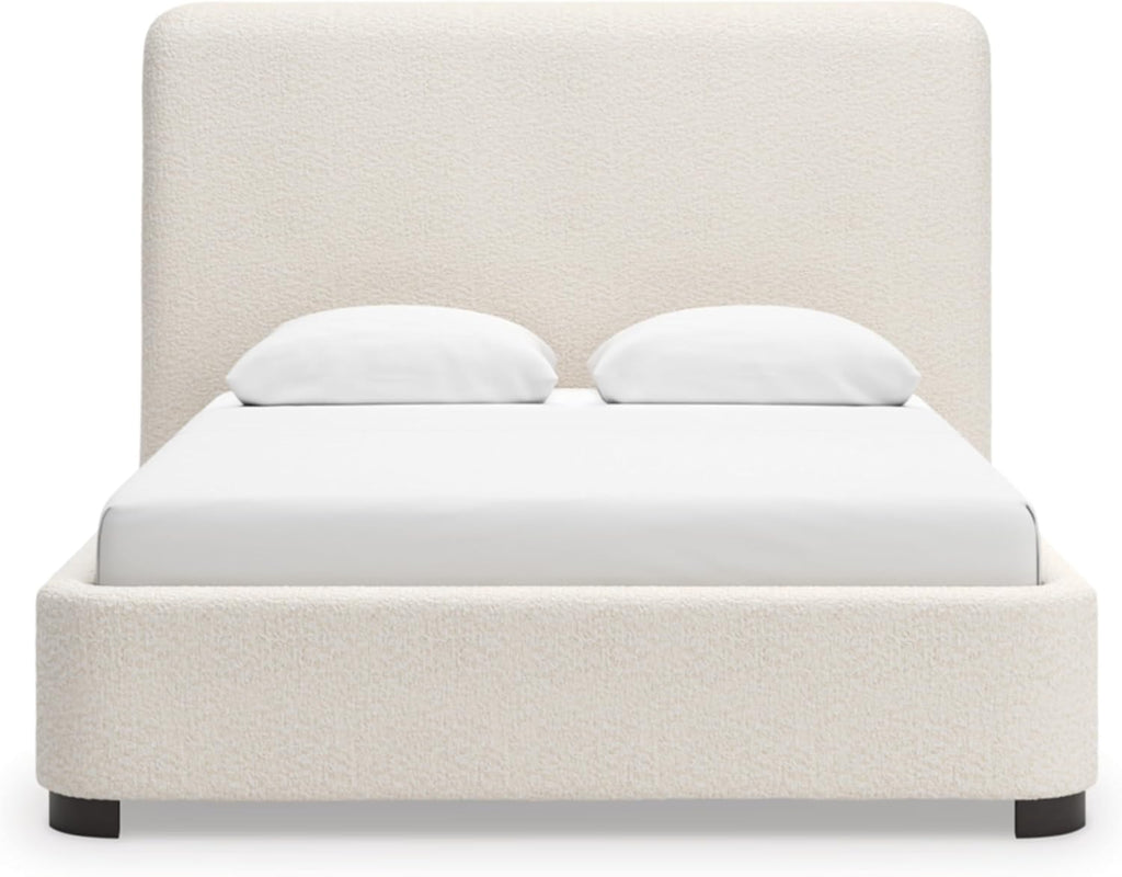 Signature Design by Ashley Brandinlane Casual Queen Upholstered Bed, Foundation/Box Spring Required, Nuvella Cleanable Performance Fabric, 54.63' High, Beige