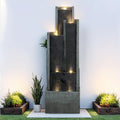 SunJet 5-Tier Modern Water Fountain, Indoor/Outdoor Resin Water Fountains with Soothing Water Sounds & Warm LED Light, Perfect for Garden, Patio, Home & Office, 16.9' L x 9.8' W x 50.7' H