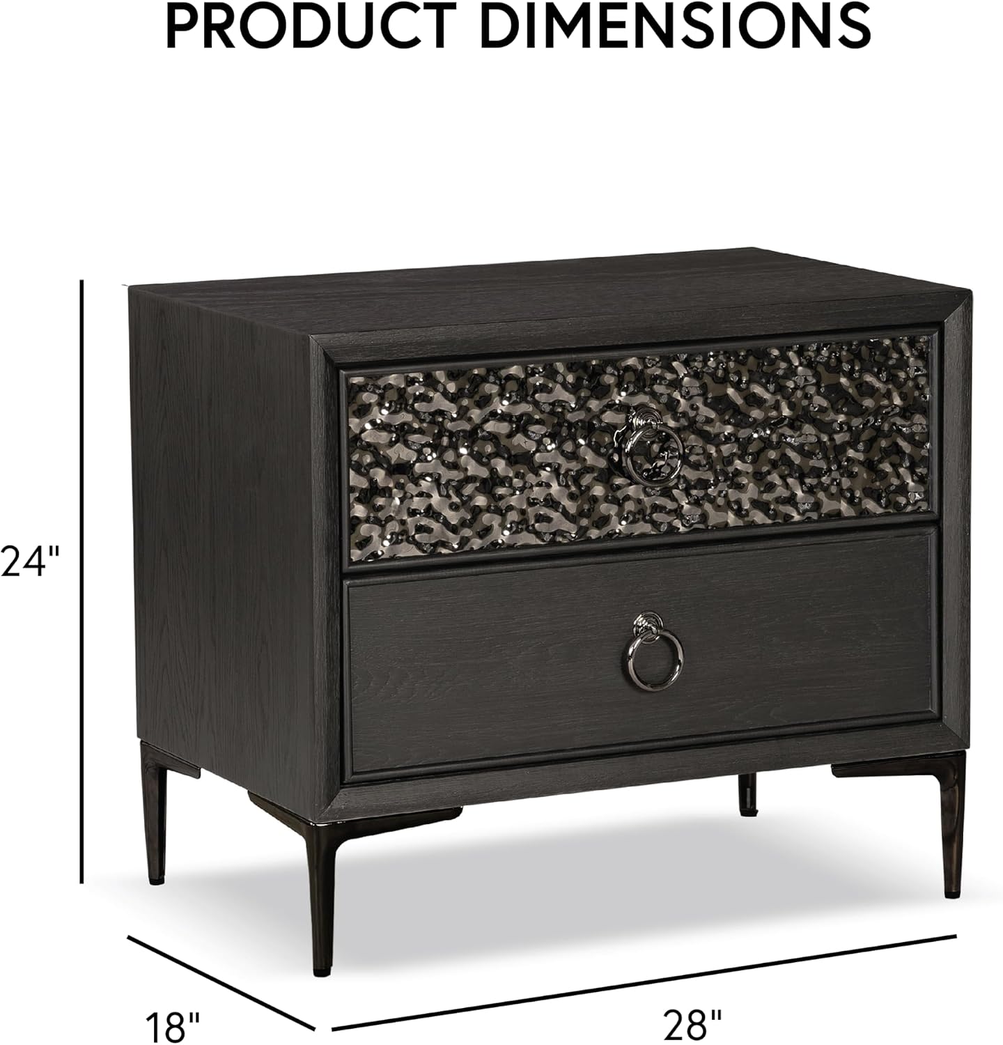 Furniture of America Glint Modern 3-Piece Solid Wood Bedroom Collection with King Bed Frame and USB Charger Nightstands Set of 2, for Home, Guest Room, Box Spring Needed, Espresso