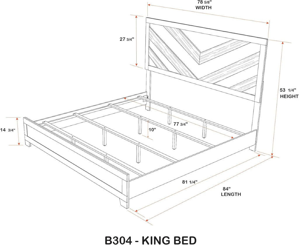 Kings Brand Furniture Napa Farmhouse 2-Piece Bedroom Set - Light Grey and Slim-Profile Design Wood Bed Frame with 1 Nightstand (King)
