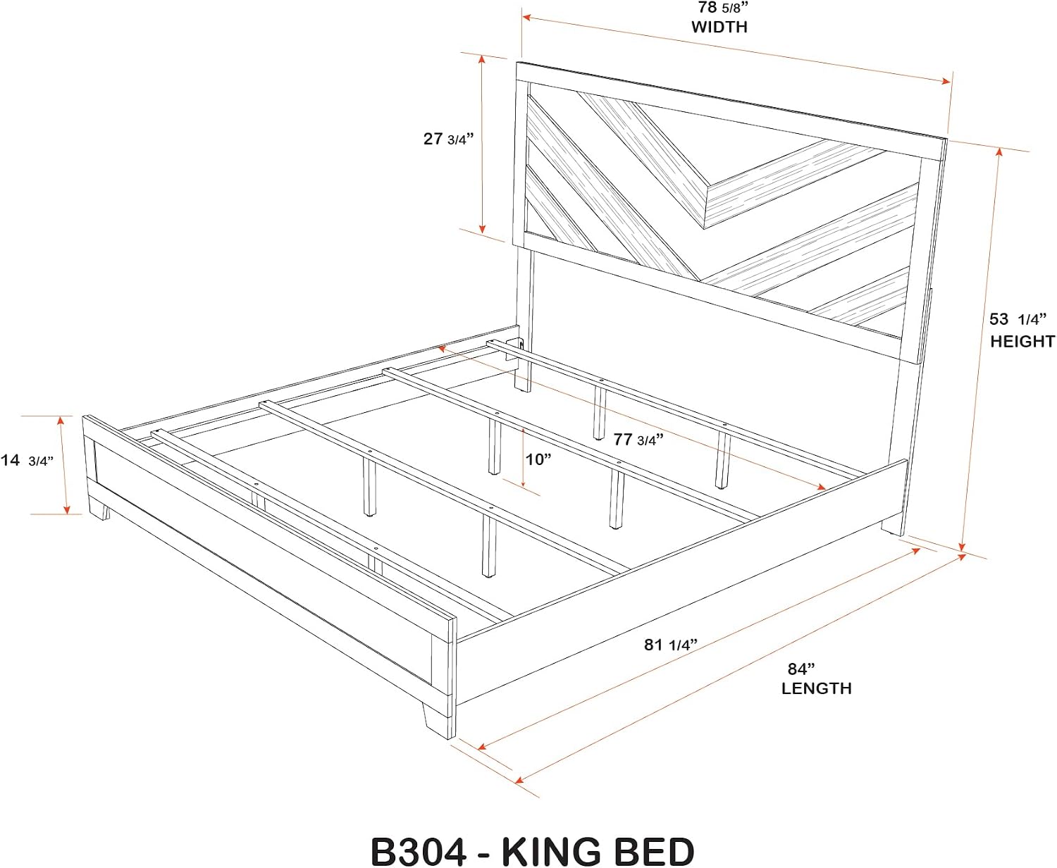 Kings Brand Furniture Napa Farmhouse 2-Piece Bedroom Set - Light Grey and Slim-Profile Design Wood Bed Frame with 1 Nightstand (King)