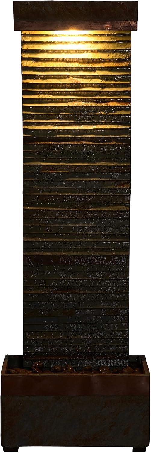 Kenroy Home Stave Indoor/Outdoor Floor Fountain with Copper Finish, Rustic Style, 48' Height, 8' Width, 16' Depth