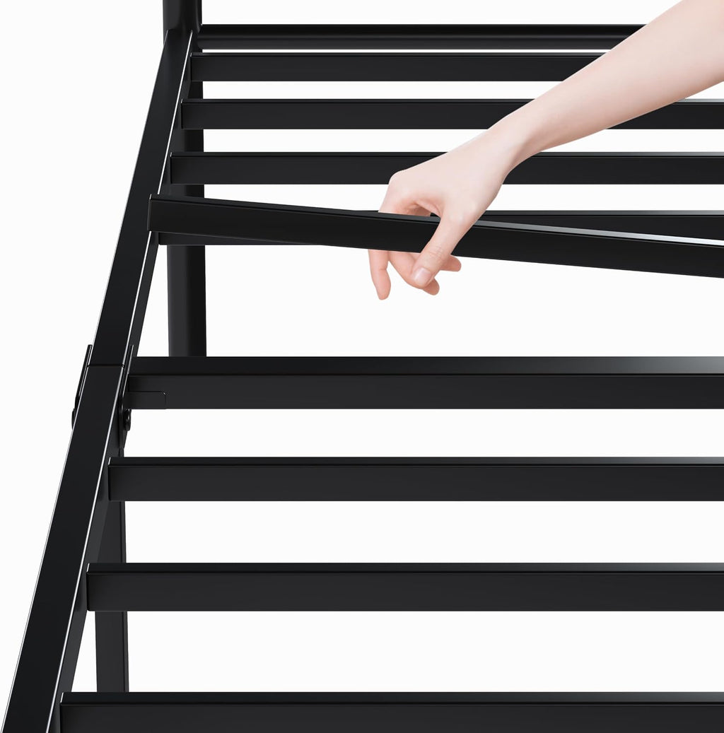 ZIYOO Vintage 18 Inch Full Metal Bed Frame with Victorian-Style Headboard & Footboard, Sturdy Platform Design, Under Bed Storage, No Box Spring Needed, Noise Free, Elegant Black