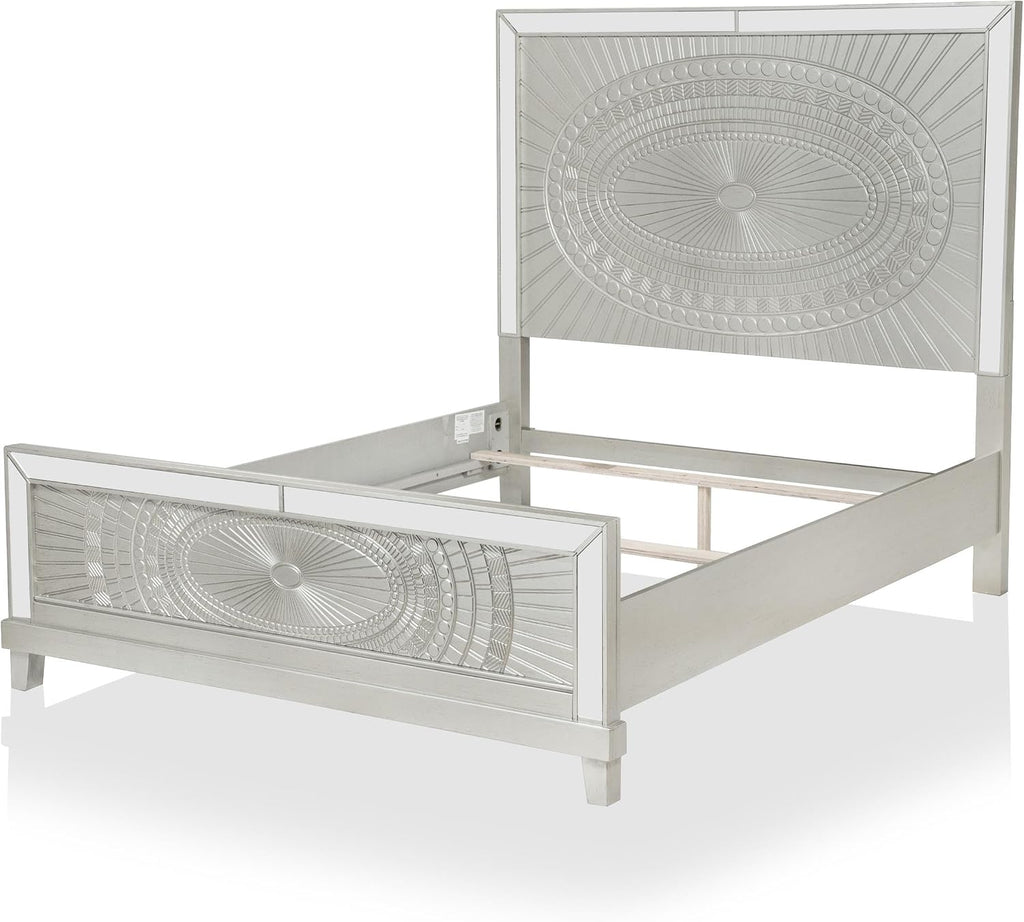 Furniture of America FOA Suie Glam 3-Piece Gold Champagne Wood Bedroom Set - King + 2 Nightstands