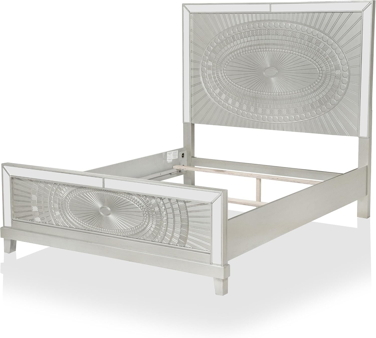 Furniture of America FOA Suie Glam 3-Piece Gold Champagne Wood Bedroom Set - King + 2 Nightstands