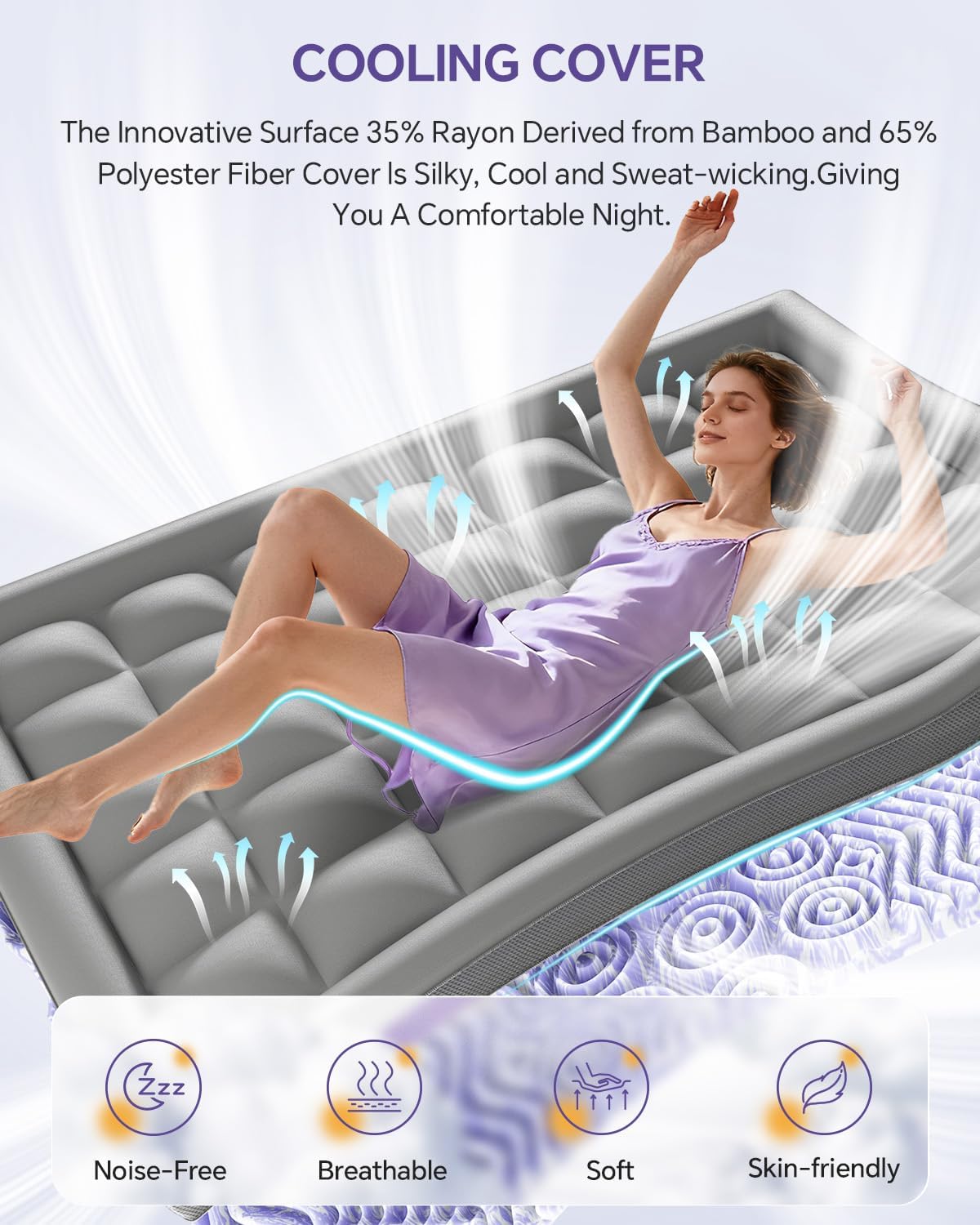 ChiXpace Dual Layer 4 Inch Memory Foam Mattress Topper Full - 2 Inch Gel Memory Foam and 2 Inch Pillow Top Mattress Pad, 7-Zone Egg Crate Full Size Mattress Topper (Grey)