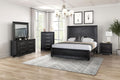 Eastern King King Size 4pc Bed Set LED Lights Beveled Mirror USB Port Ball Bearing Glides Metal Handles Black Finish Bedroom Furniture