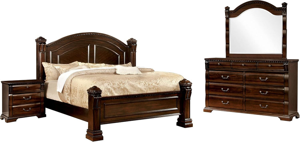 Furniture of America Tay Traditional Cherry 4-Piece Bedroom Set Eastern King